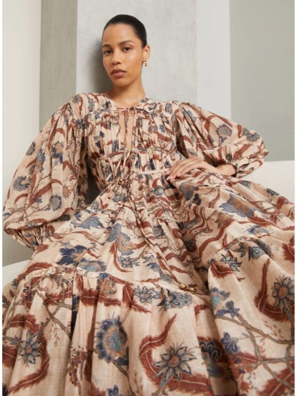 Zimmermann Ascension Tie Billow Cotton Tiered Maxi Dress AU 1 / US 6 NWT $1,250 - Picture 2 of 16